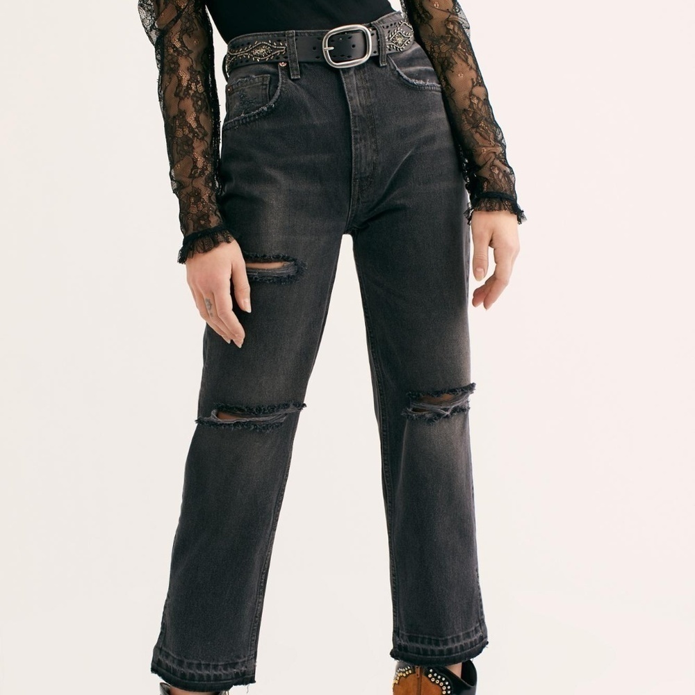 Free People Lita Cropped Ankle black jeans